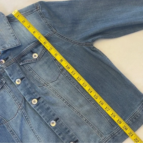 Est1946 Denim Womens Jean Jacket Long Sleeve Collared Button Down L - Picture 14 of 16